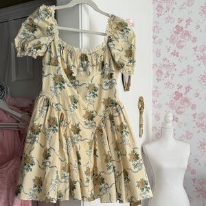 House of Cb Rosie Puff Sleeve Stretch Cotton Mini Sundress